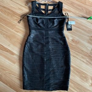 Beautiful NWT Jax Black/Silver Metallic Fitted Cocktail/Party Dress - Sz 8